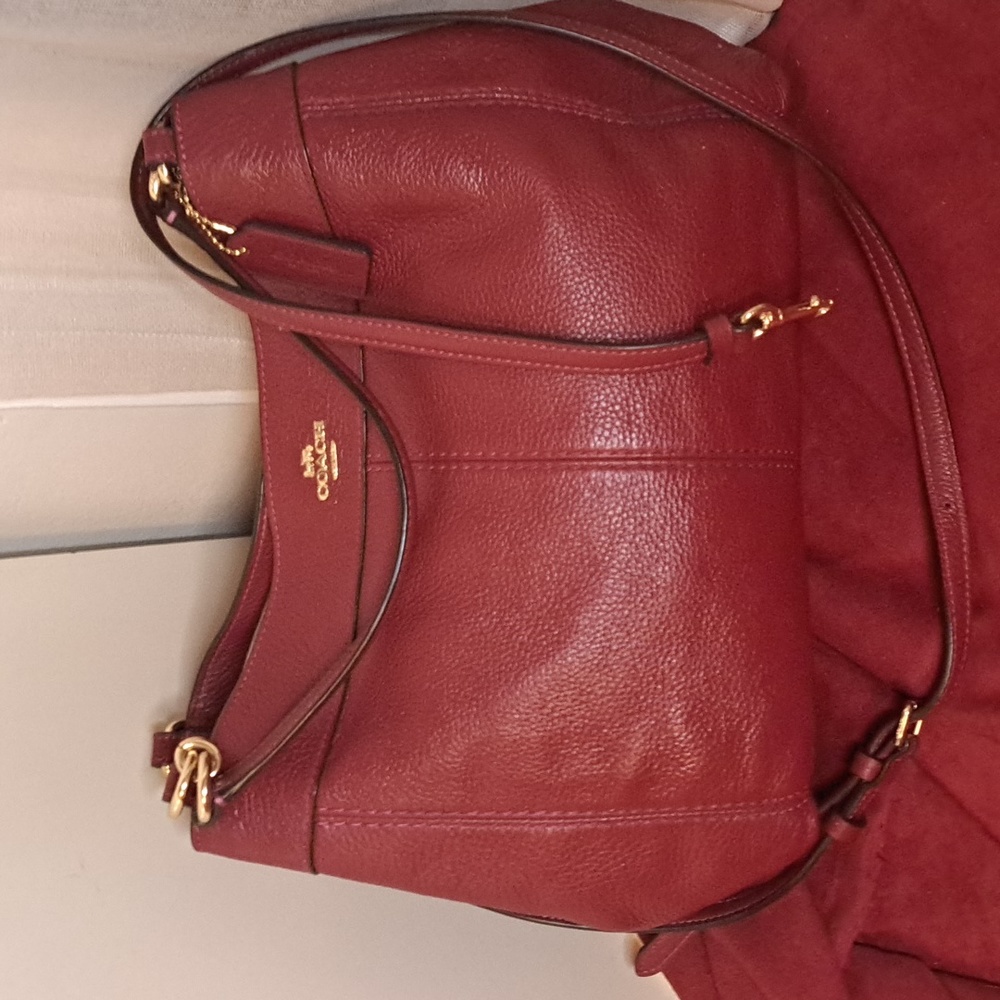 NEW Coach Lexy Pebble Soft Dark Red Leather Satchel Crossbody - Picture 3 of 9